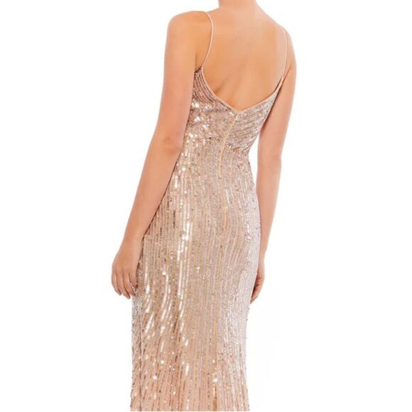 MAC DUGGAL Women’s Sequined Spaghetti Straps Gown in the Size 12 in Gold Color - Picture 7 of 11